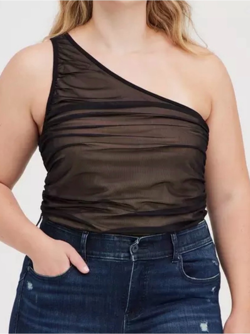 Torrid Mesh One Shoulder Top